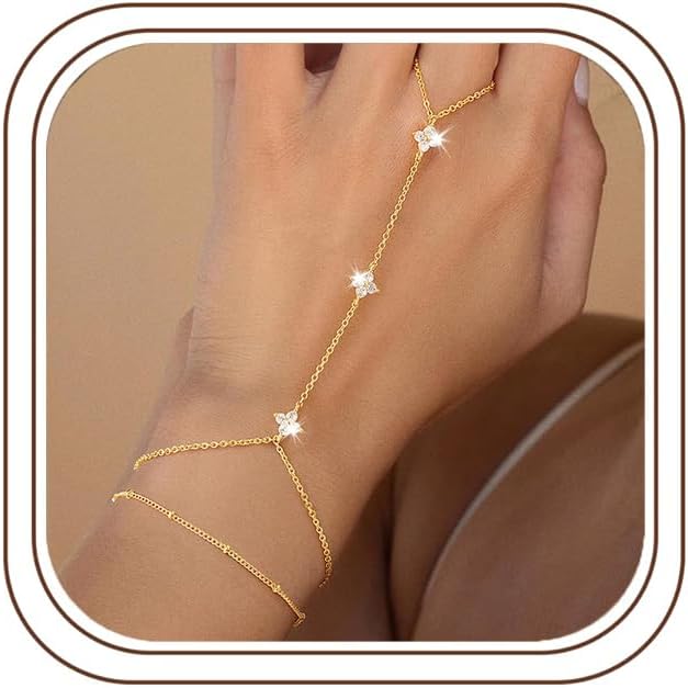 Ursteel 14K gold-plated hand chain bracelet for women sold on Amazon