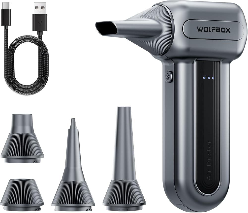 WOLFBOX MF60 Air Duster gray rechargeable cordless blower on Amazon