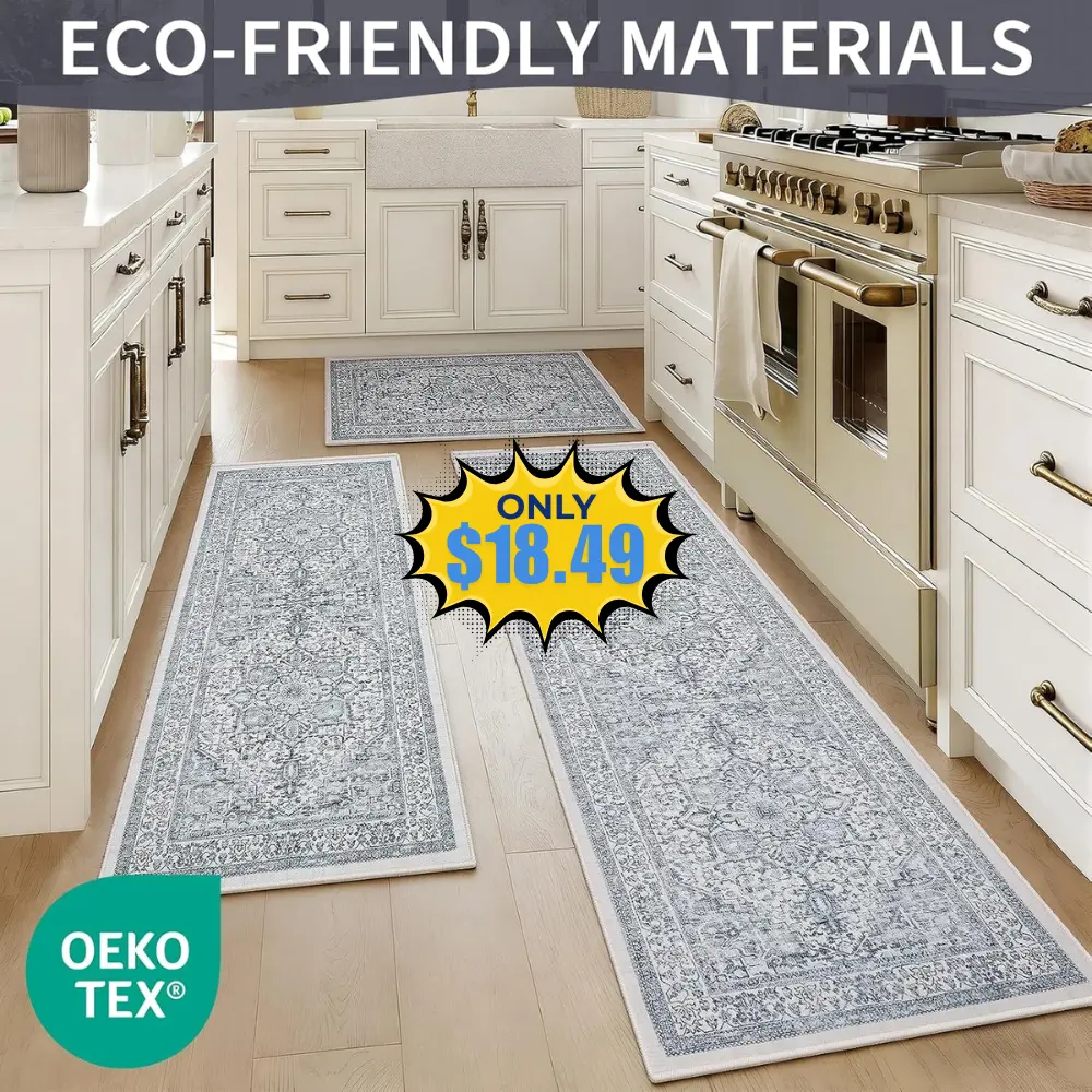 Boho Washable Kitchen Rugs Sets of 3 Deal: Save 8% at Amazon