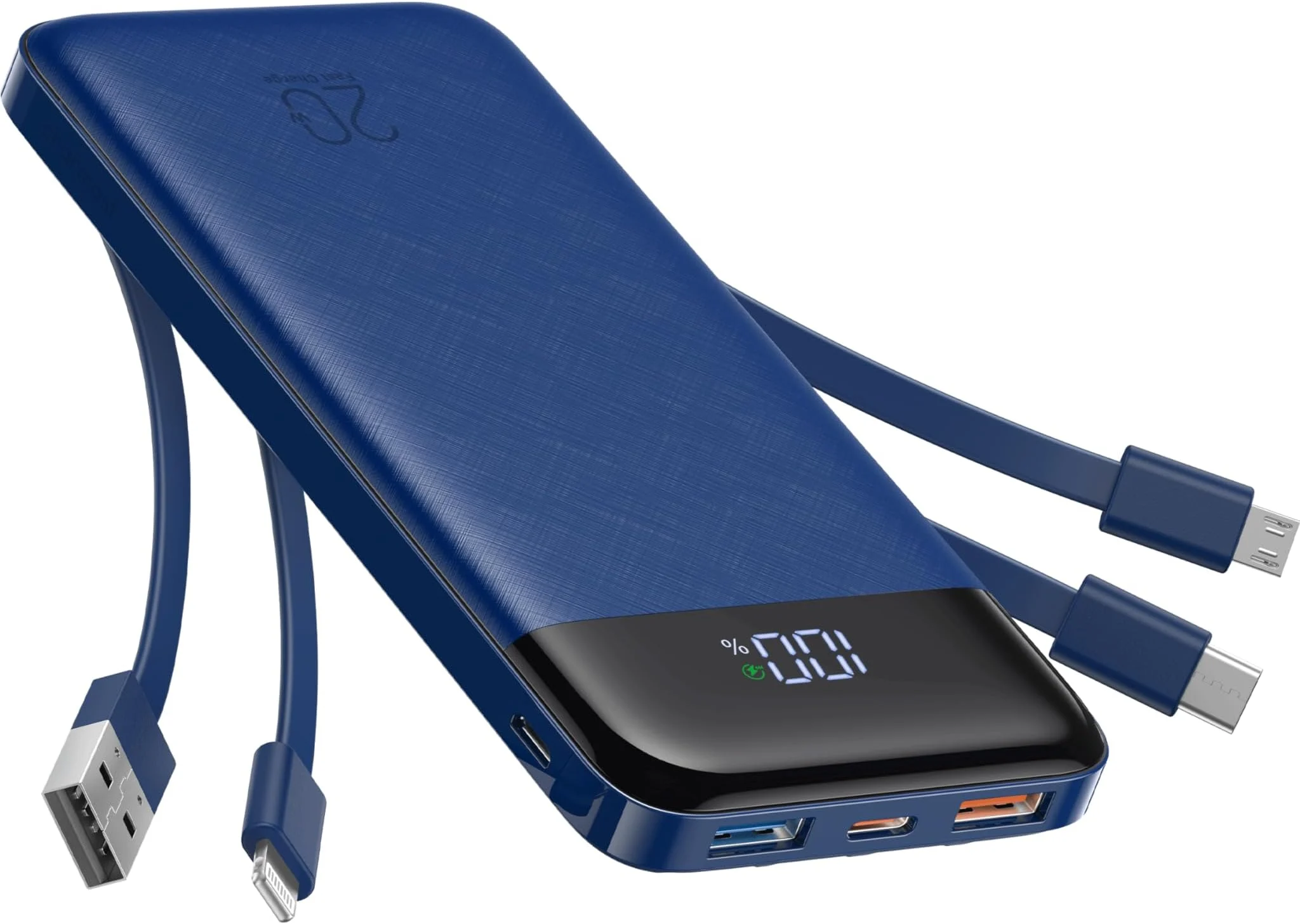 20000mAh Wagon International 3‑Port Power Bank in blue and silver on Amazon