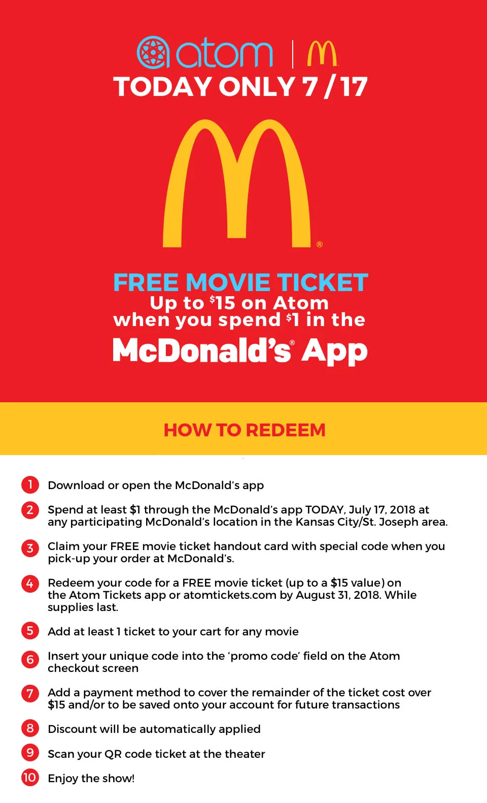 Up to 2 Free Movie Tickets at Atomtickets (July 4 Showtimes)
