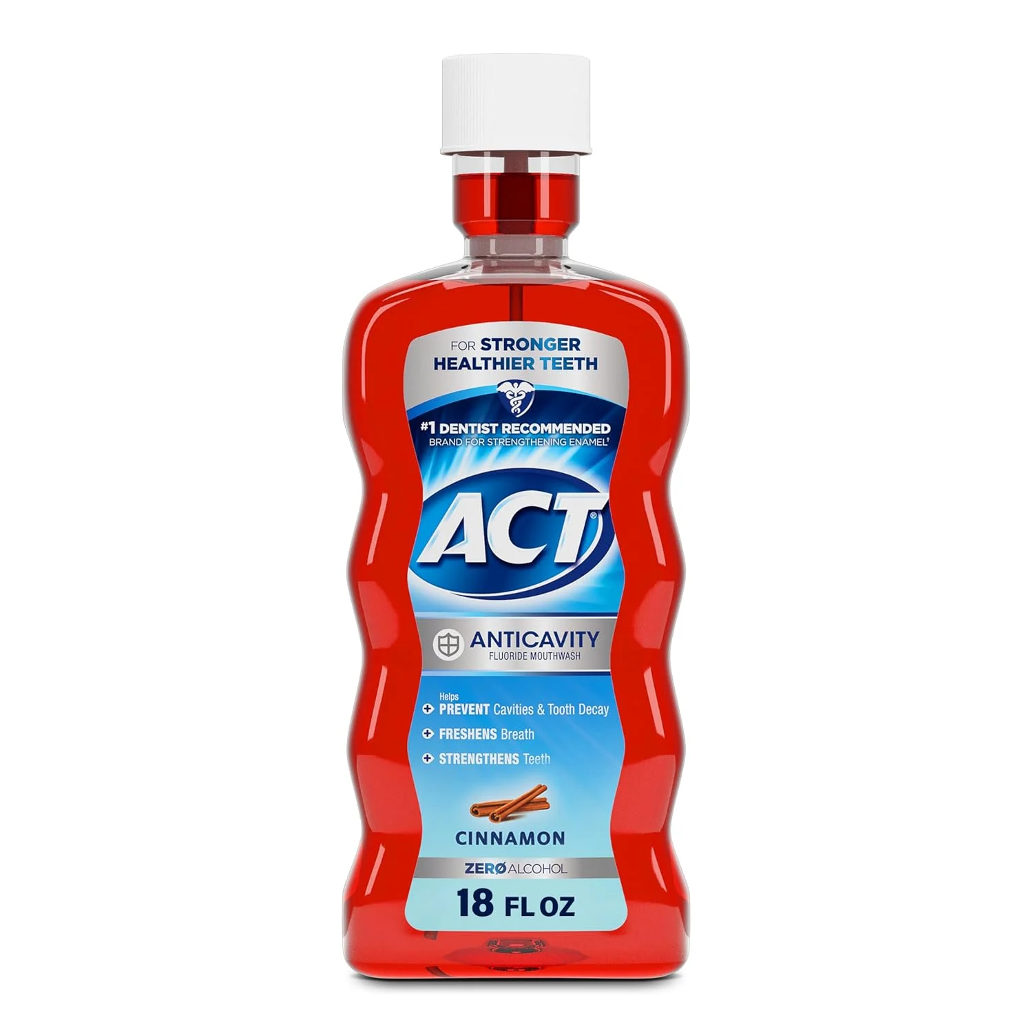 Act Zero Alcohol Fluoride Mouthwash (Cinnamon) bottle on Amazon
