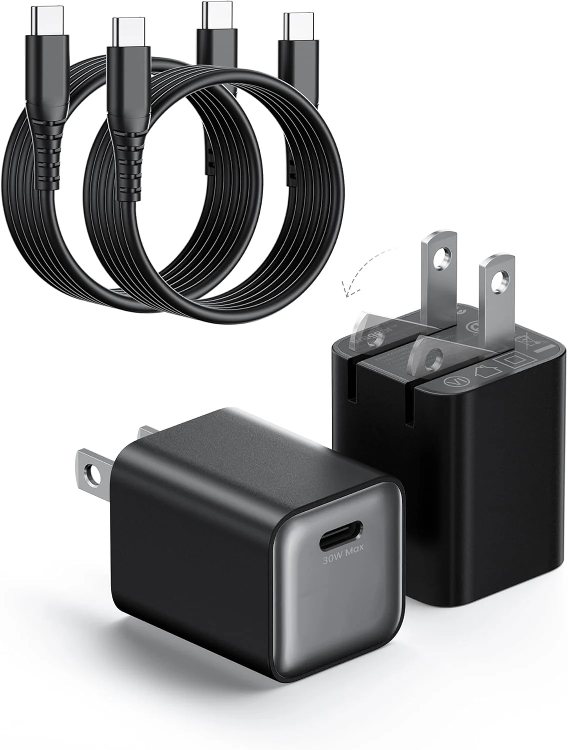 WeGear 30W Compact Wall Charger black with cable, 2-pack on Amazon