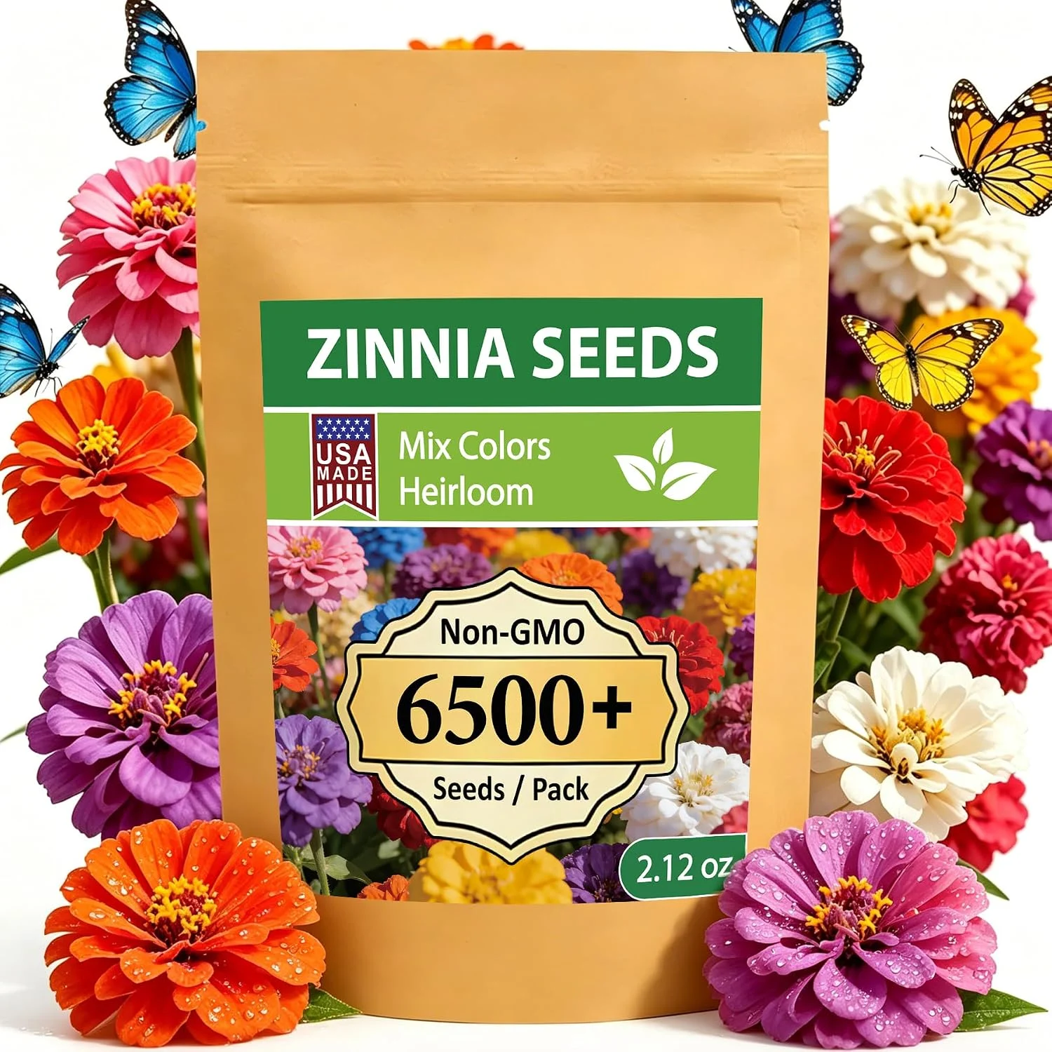 Luojibie Zinnia Seeds bulk pack of mixed colors, California Giant variety, sold on Amazon
