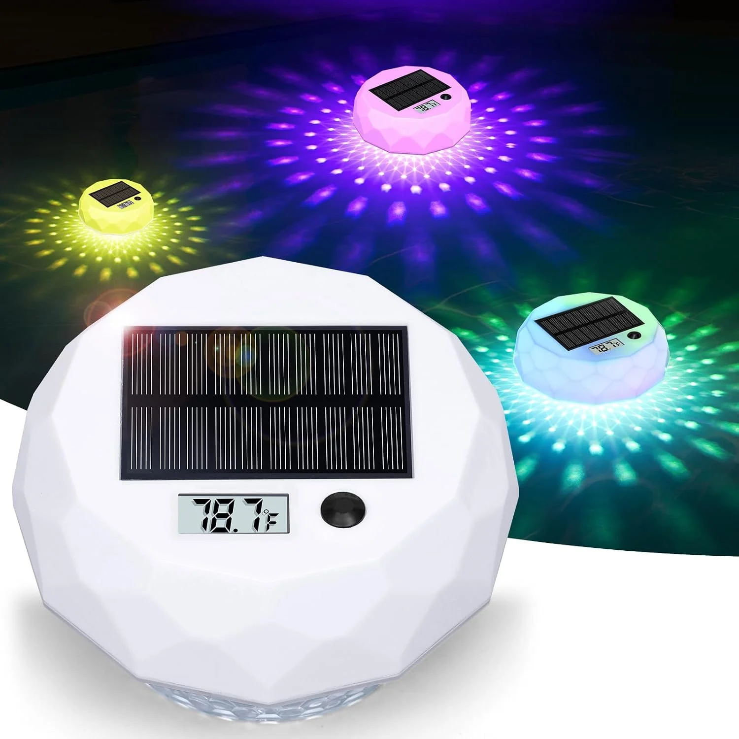 Floating pool thermometer with backlit LCD on Amazon