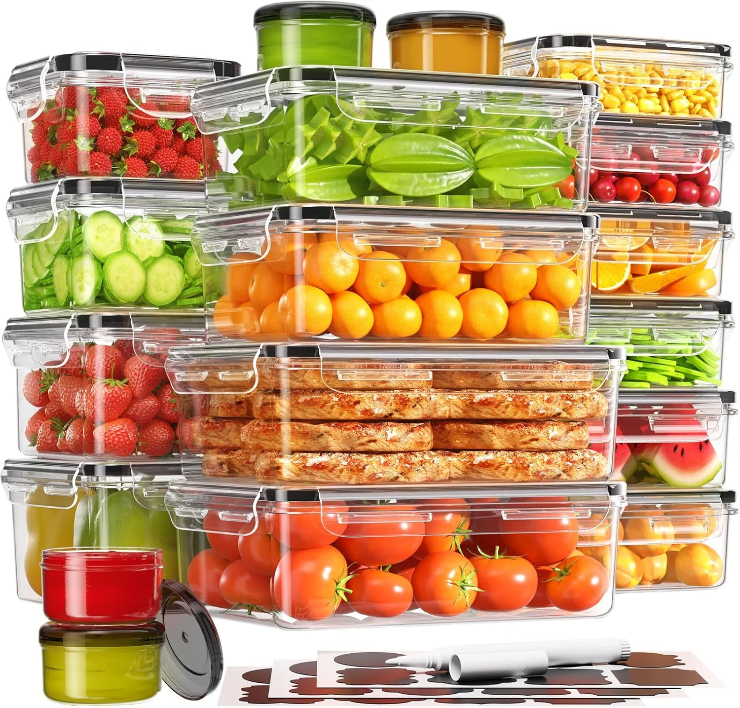 KEMETHY 36‑Piece Food Storage Containers with Lids, BPA‑free, leak proof, sold on Amazon