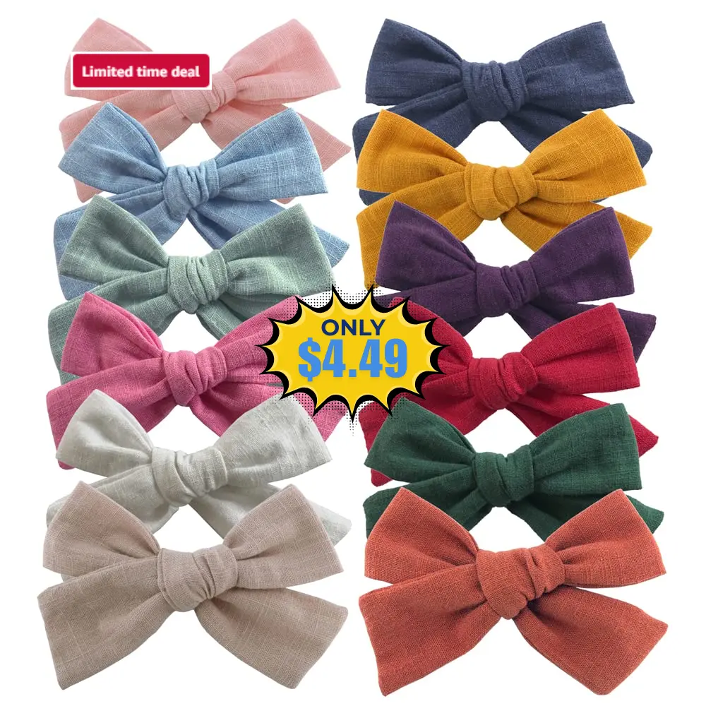 12 PCS Linen Bow Hair Clips Deal: Save 29% at Amazon