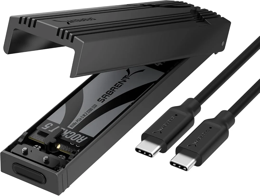 SabreNT USB‑C NVMe Enclosure (Aluminum) on Amazon product page