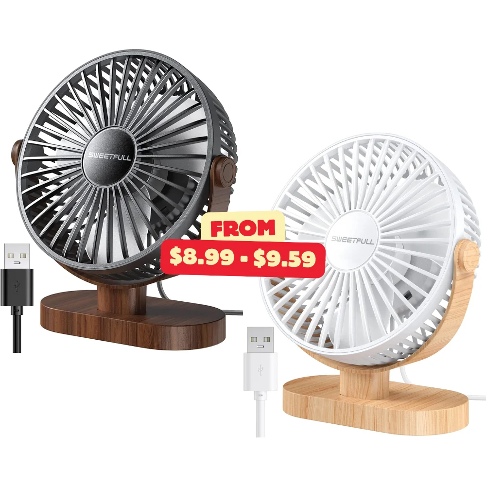 SWEETFULL Small USB Desk Fan 6.5 Inch Deal: Save at Amazon