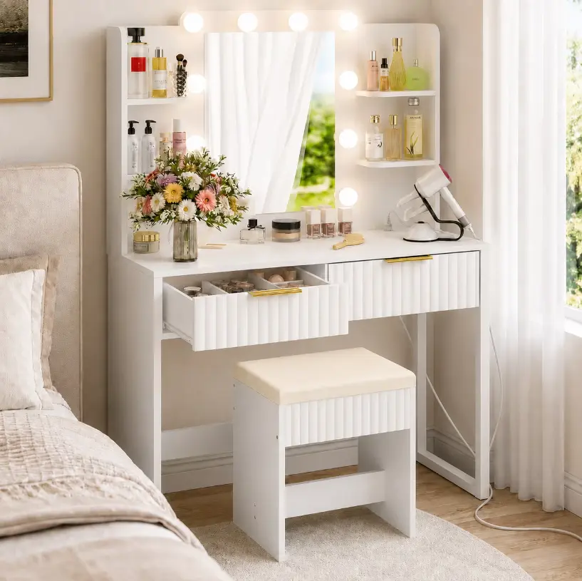 Ktaxon Lighted Makeup Vanity and Stool Deal: Save $65 at Walmart
