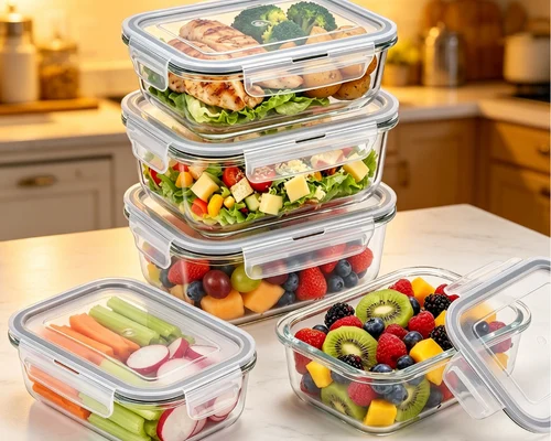 5 Pack 22oz Glass Storage Containers with Lids