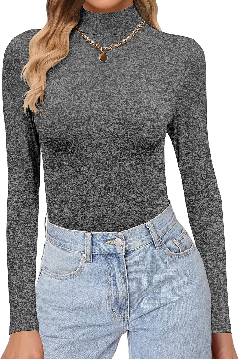Ekouaer women's turtleneck shirt dark grey M on Amazon