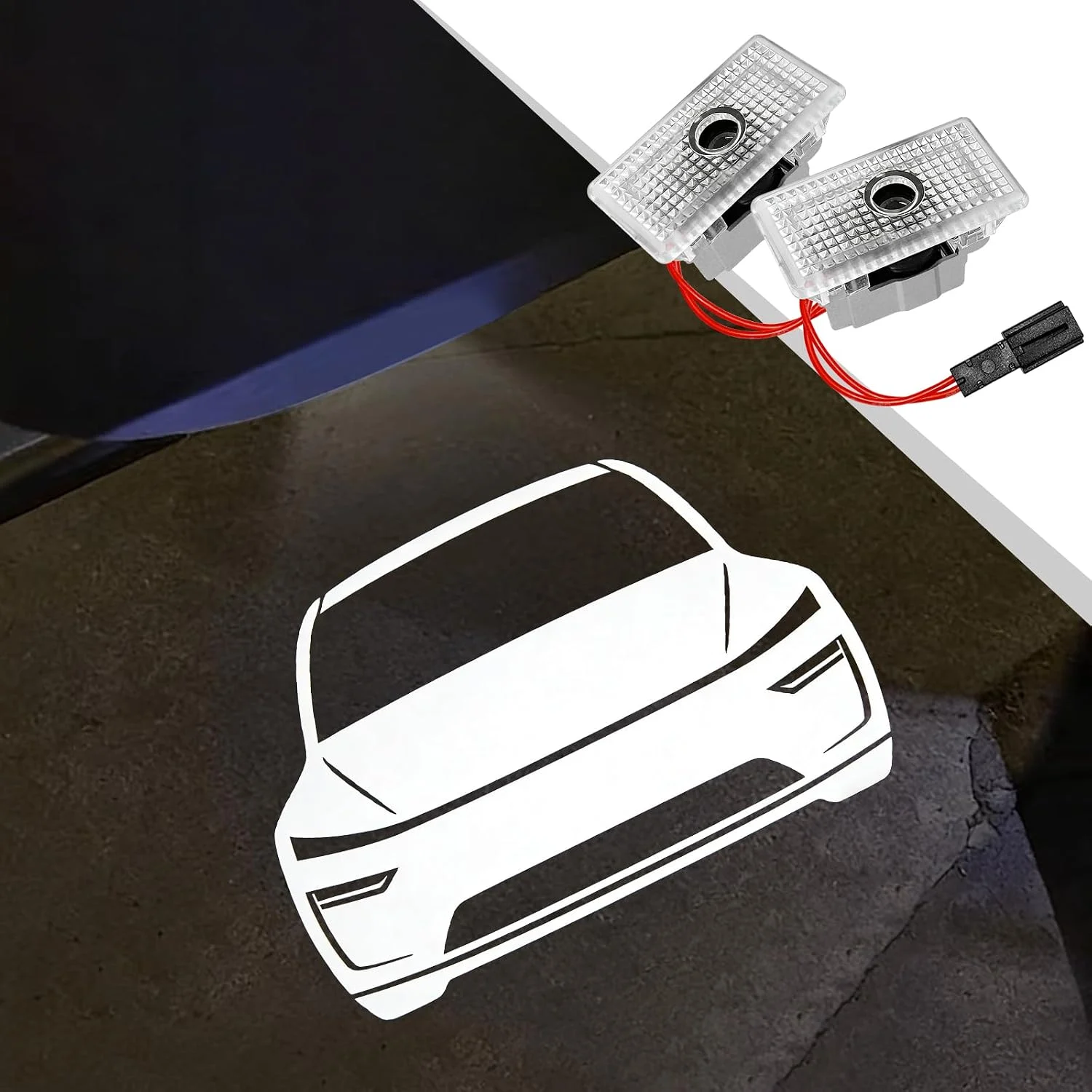2Pcs No Fade Car Door Lights projector set for Tesla Model Y, white LED puddle lights, Amazon