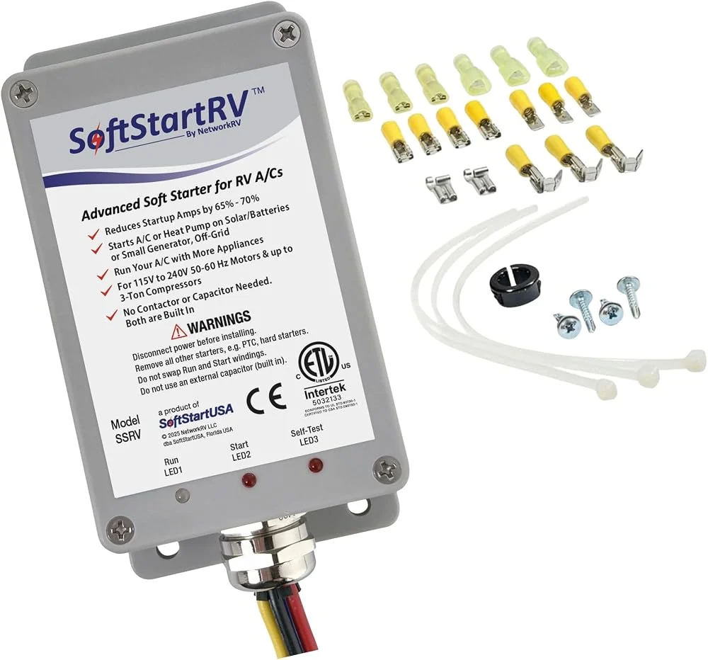 SoftStartRV Soft Start Kit for RV air conditioner, shown on Amazon product page