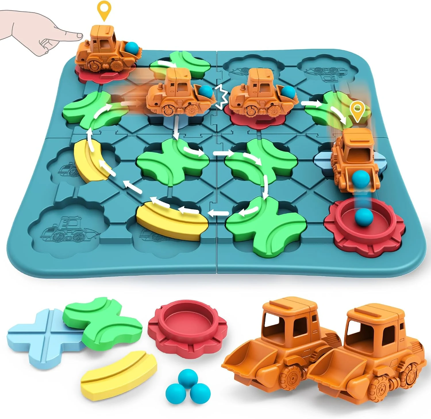 BONITOTO Kids Logical Road Builder STEM Puzzle pieces and pullback cars on Amazon