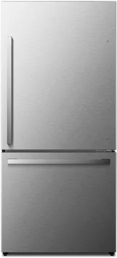 Hisense PureSpace 32‑in counter‑depth bottom‑freezer refrigerator displayed at Lowe’s