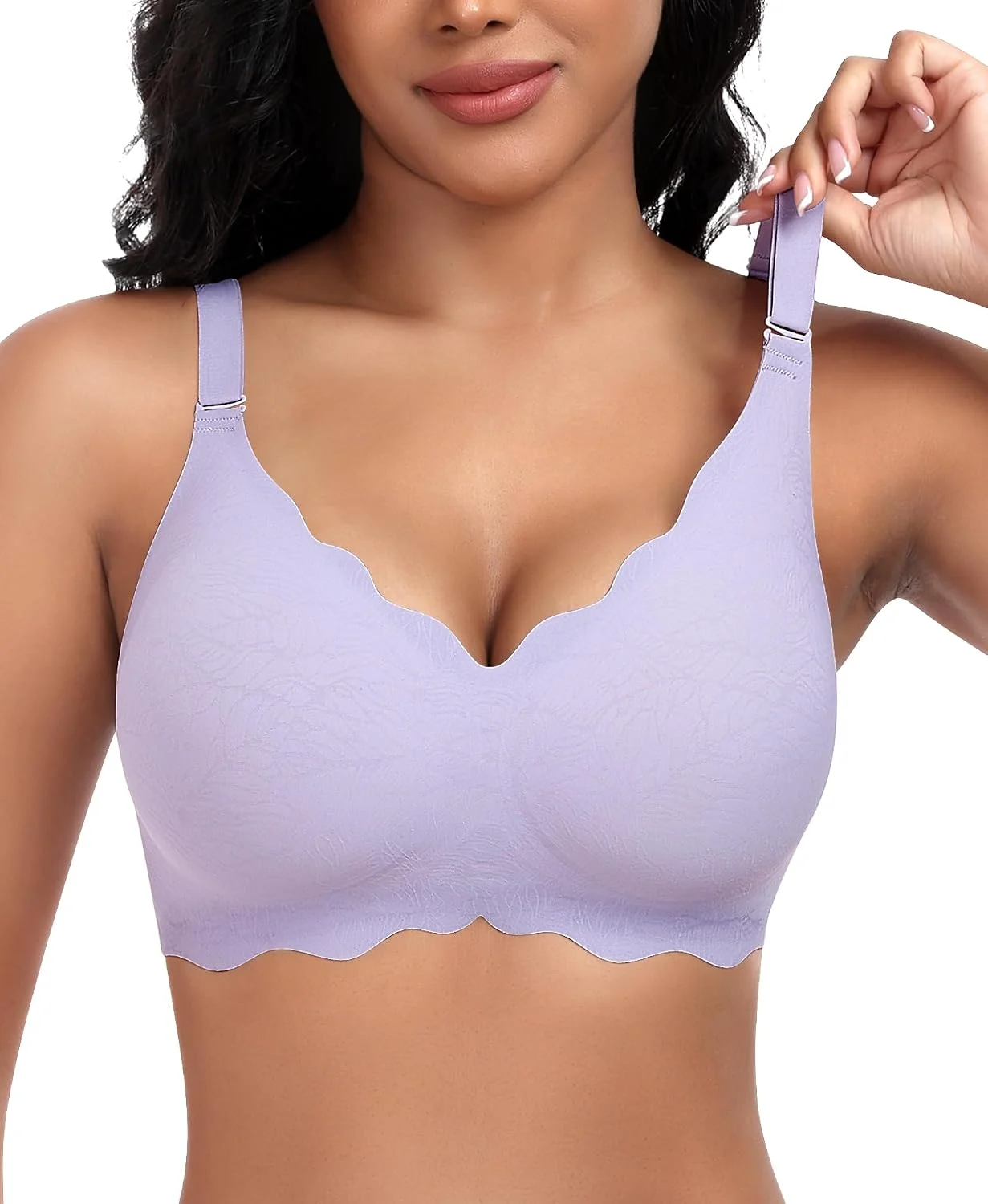 DOCUMO wireless seamless bra in purple, 2X-Large, shown on Amazon