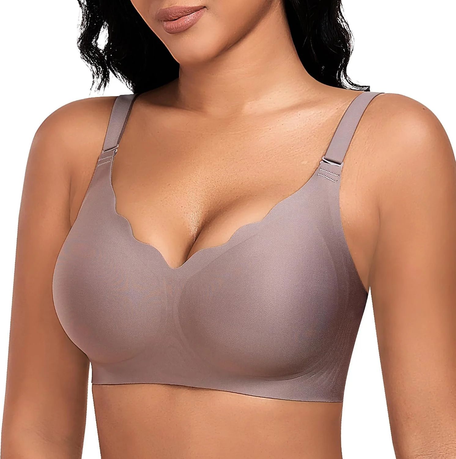 DOCUMO Wireless Push Up Bra Grey Seamless Style on Amazon
