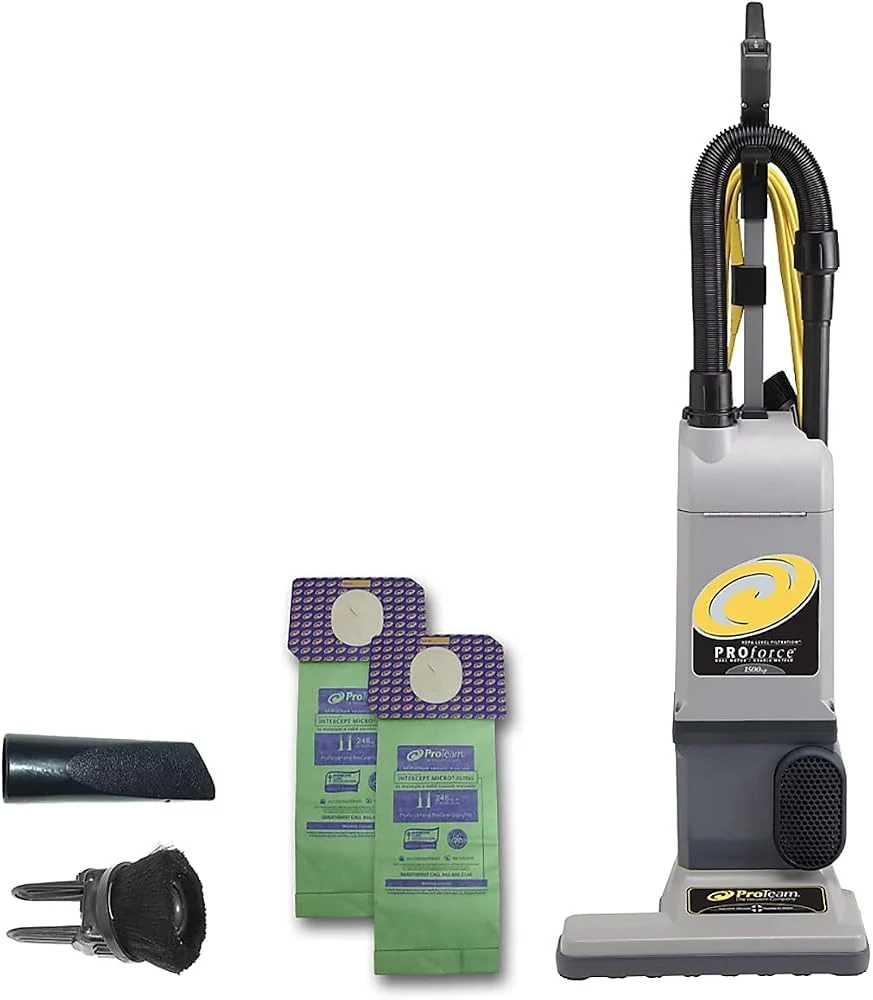 ProTeam ProForce 1500XP bagged upright vacuum with HEPA filter on Amazon