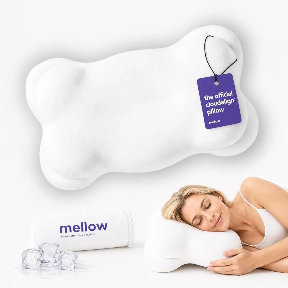 Mellow CloudAlign Memory Foam Pillow on Amazon with washable cover
