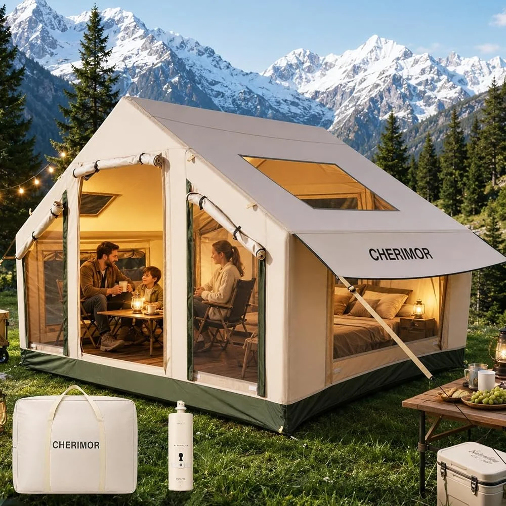CHERIMOR Inflatable Tent with skylight and auto pump on Amazon