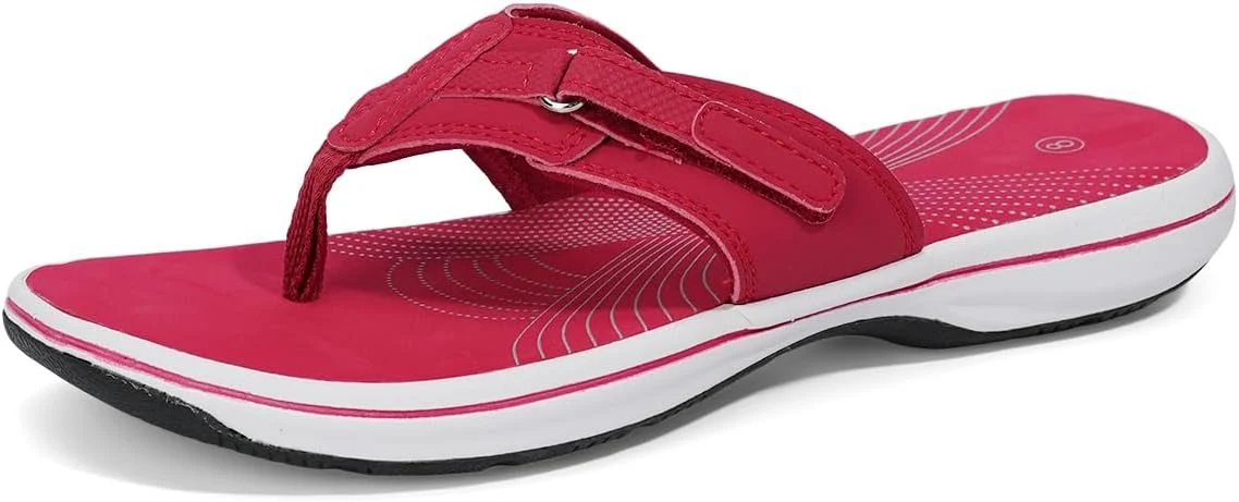 DOGDAN Women's Flip Flops Red Cushion Sandals Size 10 on Amazon