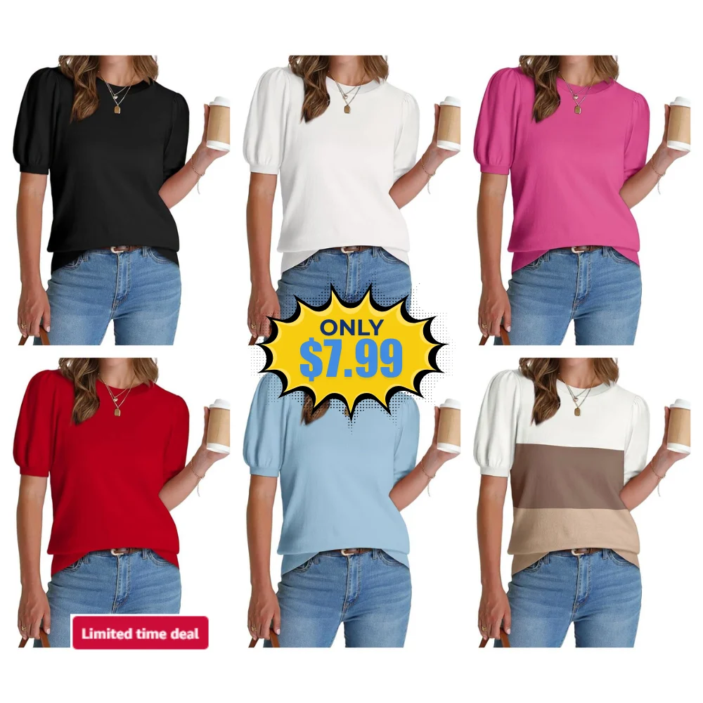WIHOLL Women’s Puff Short Sleeve Sweater Deal: Save 17% on Amazon