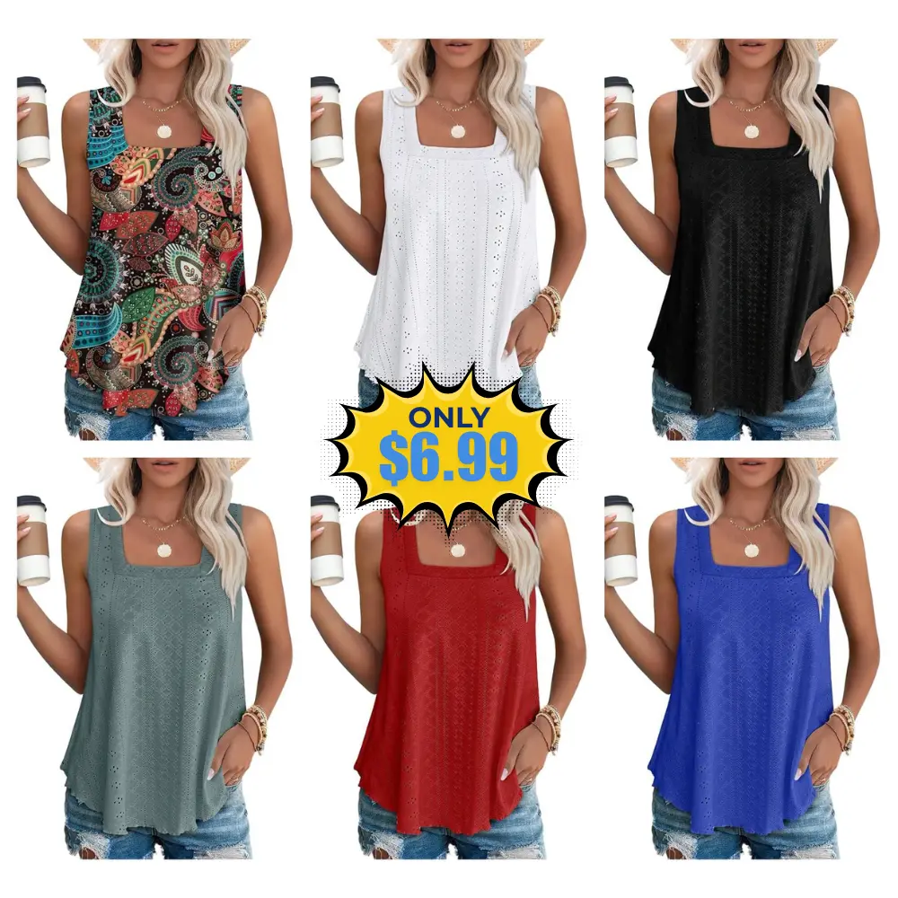 WEESO Womens Tank Tops Square Neck Deal: Save 33% on Amazon
