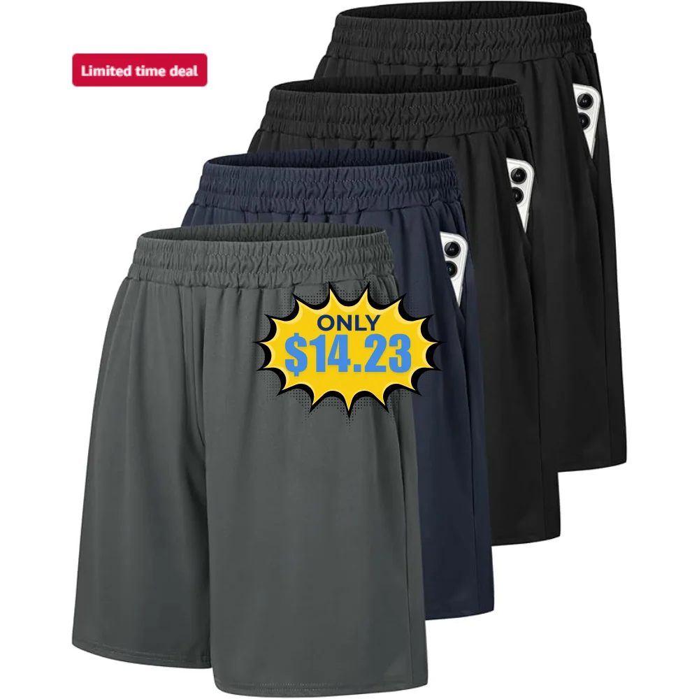 4 Pack Gym Mens Shorts Deal: Save 60% on Amazon