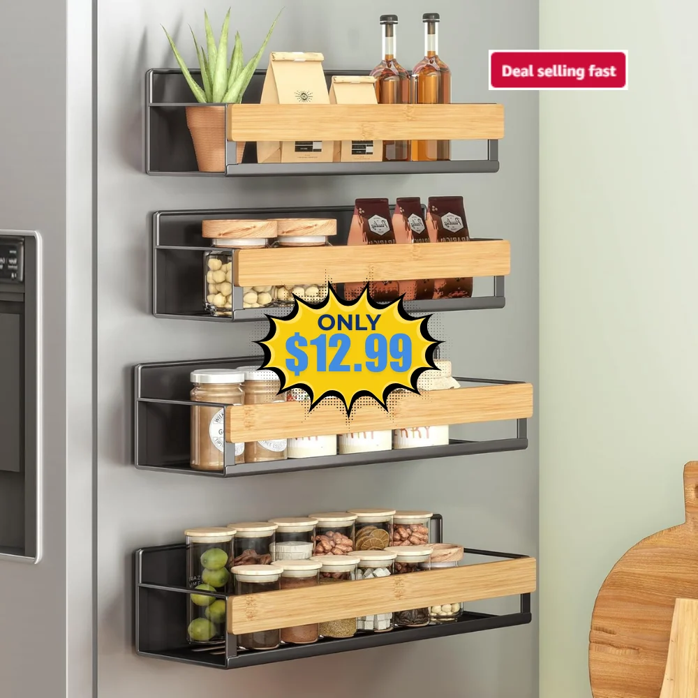 4 Pack Magnetic Bamboo Spice Rack Deal: Save 35% at Amazon