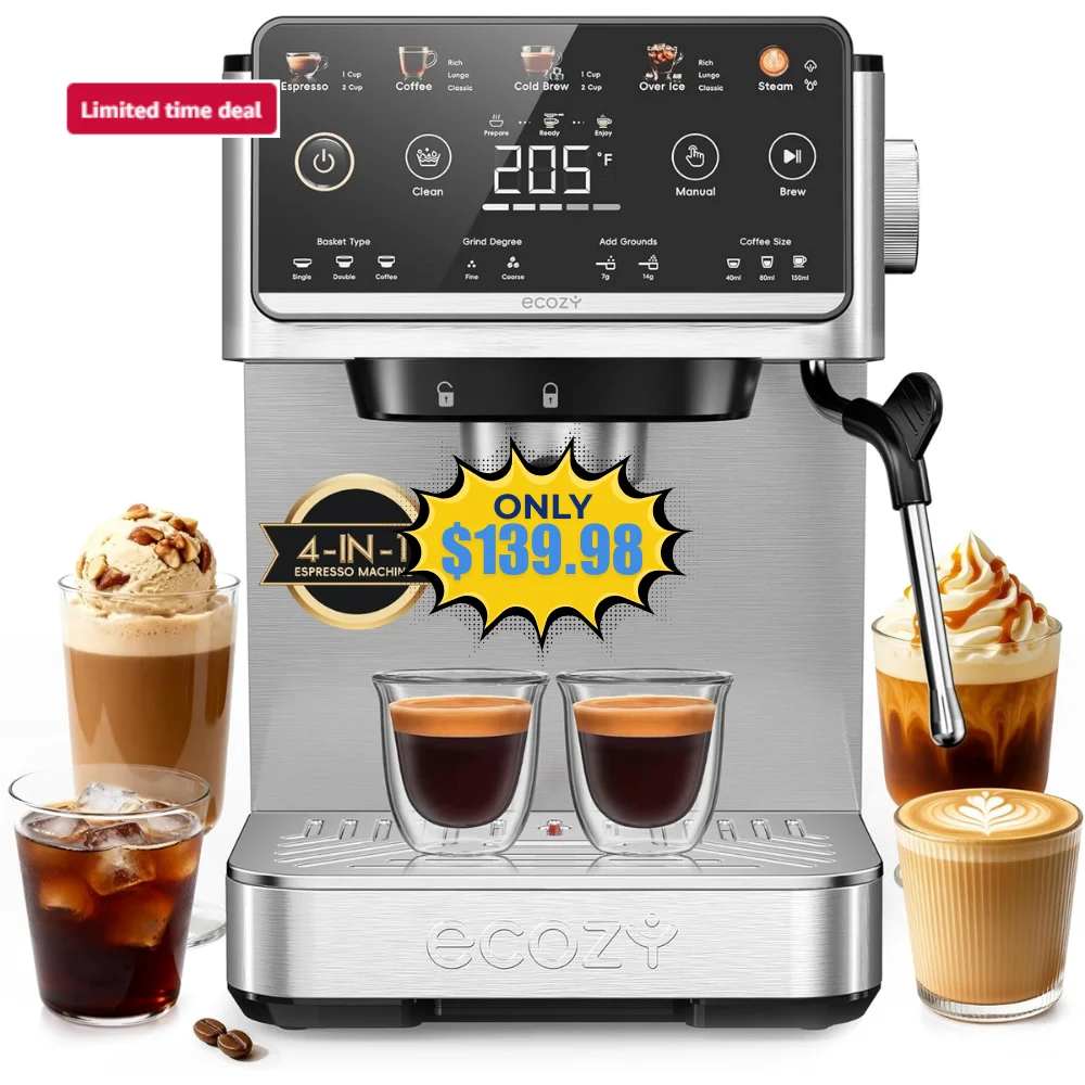Ecozy 4-in-1 Espresso Machine and Coffee Maker Deal: Save 39% at Amazon