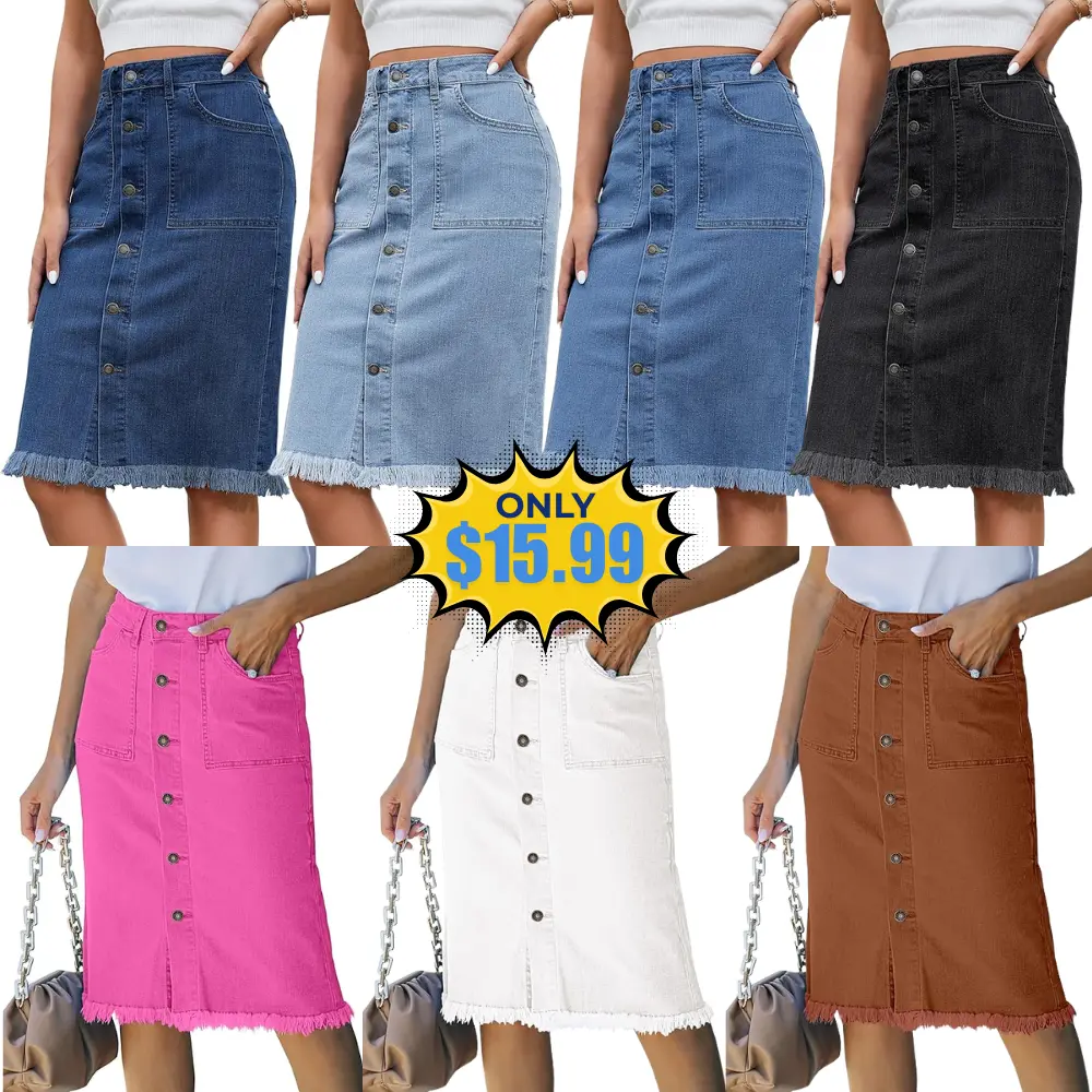 luvamia Women’s Denim Midi Skirt Deal: Save with Promo Code at Amazon