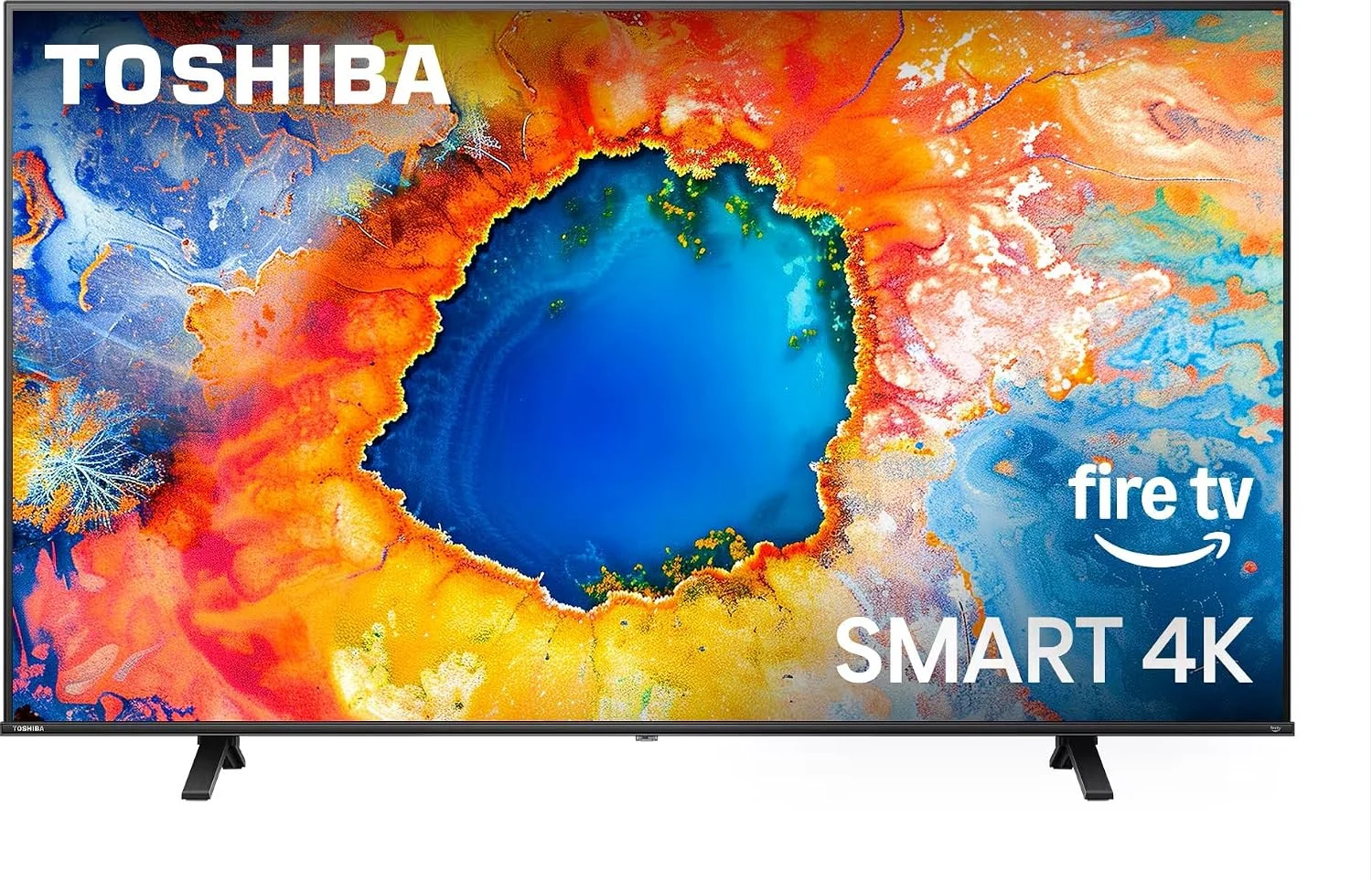 Toshiba 43 inch 4K UHD Smart Fire TV displayed on Amazon product page