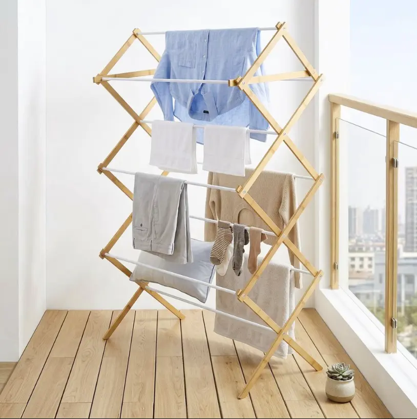 Collapsible Bamboo Laundry Clothes Drying Rack for ONLY $19.86 at Walmart
