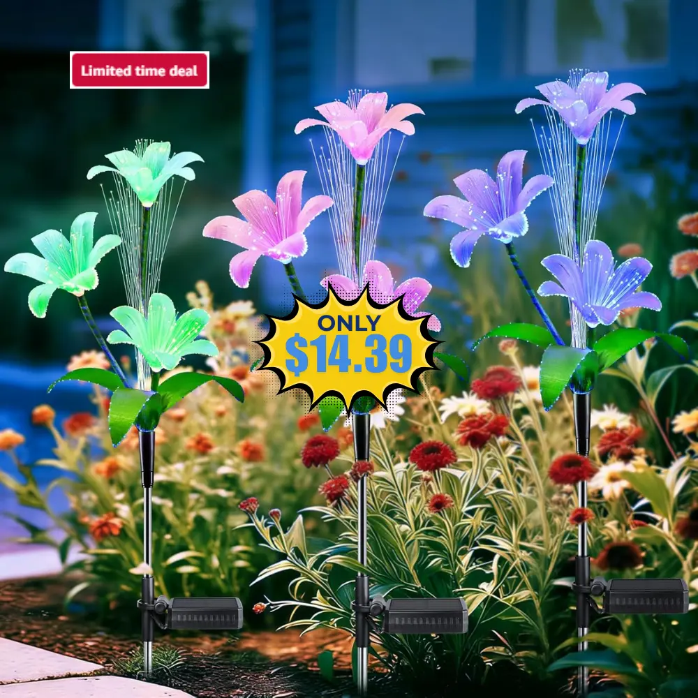 3 Pack Flower Solar Stake Lights Deal: Save 50% at Amazon