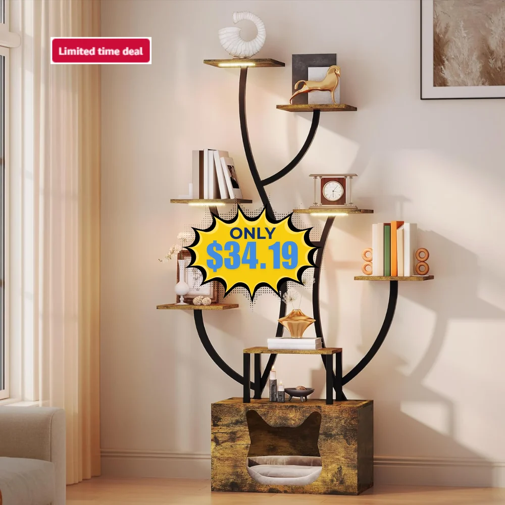 YITAHOME Tall Bookshelf with LED Light Deal: Save 10% at Amazon