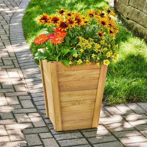 Better Homes & Gardens 16‑in Tall Wood Planter displayed at Walmart