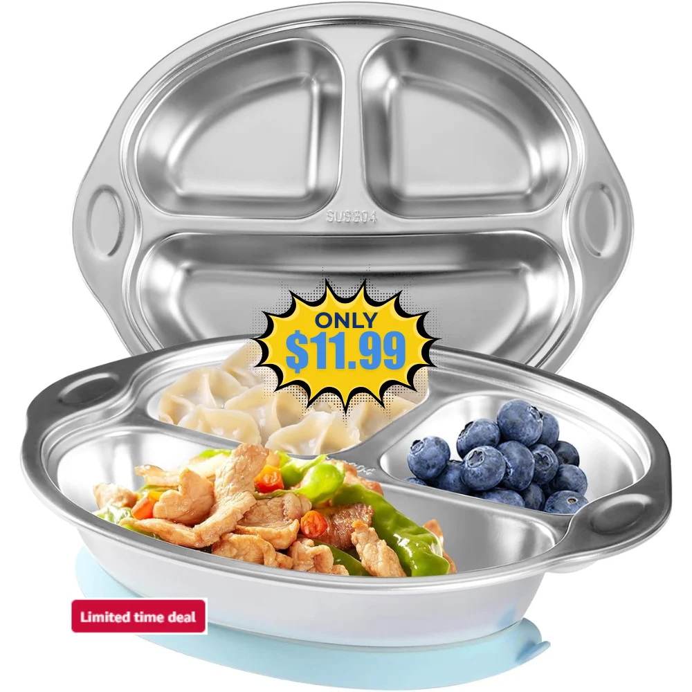 Mrs. Chou Stainless Steel Kids Plates Deal: Save 50% at Amazon