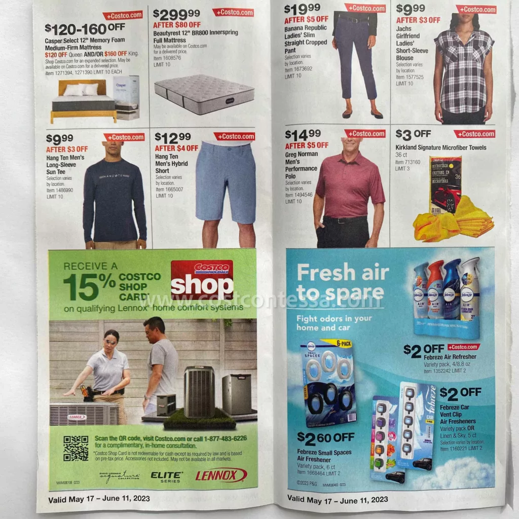 Costco apparel savings deal showing discounted clothing items at Costco