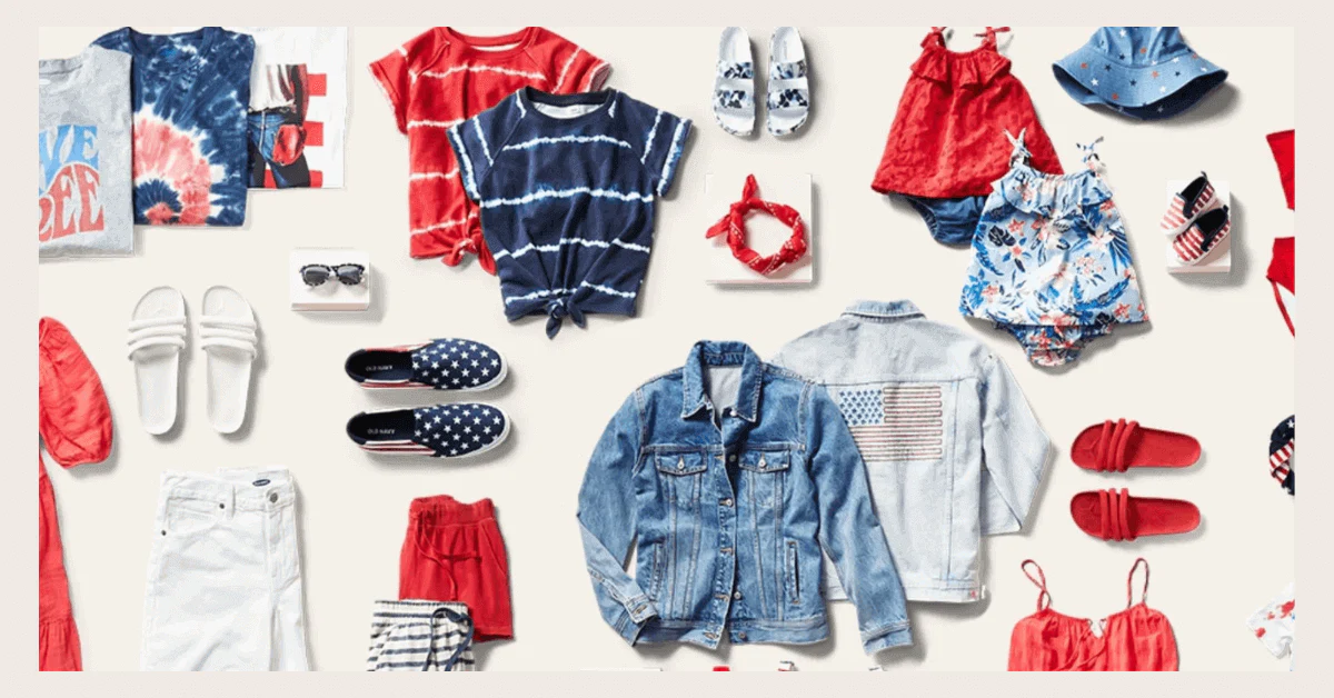 Old Navy 4th of July Sale clothing items priced at $2 in store