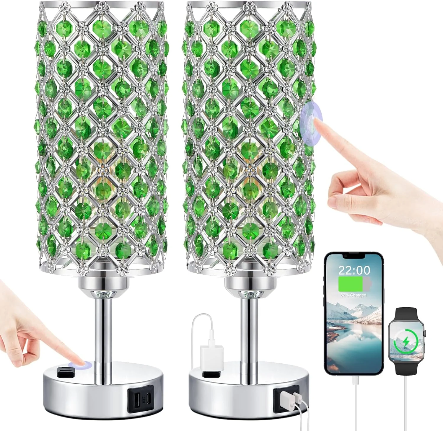 Crystal Lamp Touch Control Set of 2 Deal at Amazon
