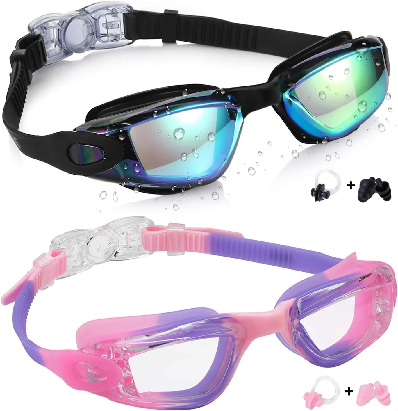 Aegend Kids' Anti-Fog Anti-UV Swim Goggles 2‑Pack on Amazon