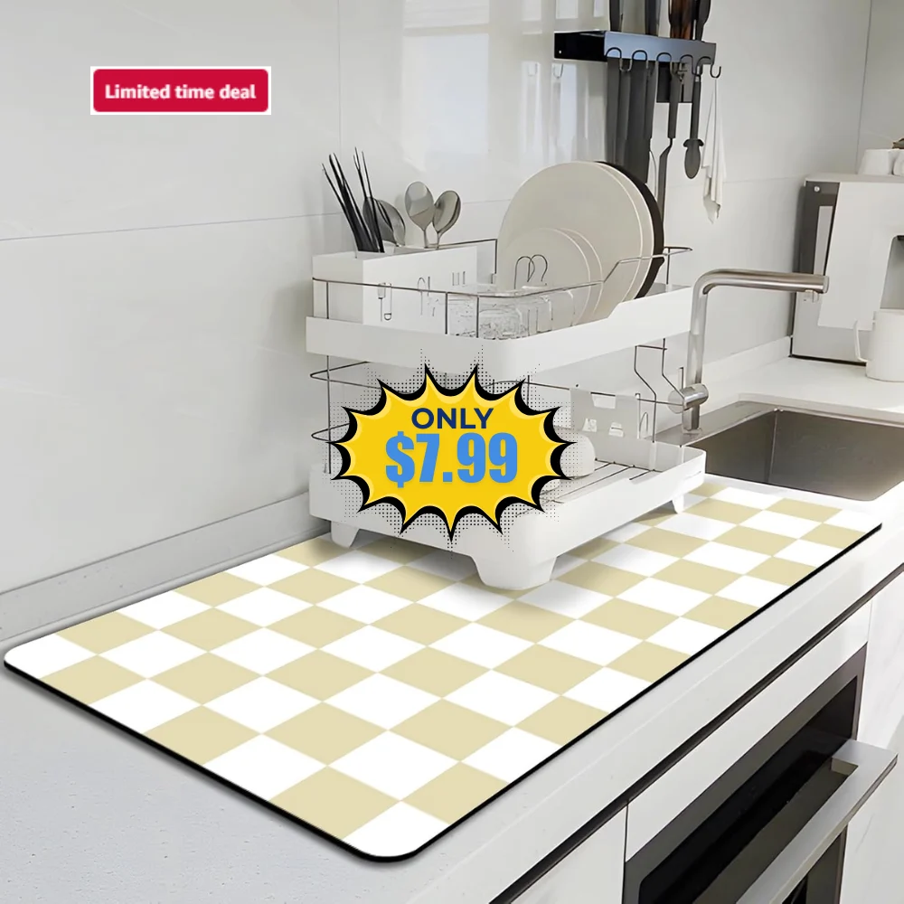 Checkered Dish Drying Mat Deal: Save 50% at Amazon