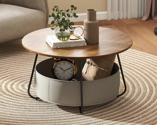Modern Center Table with Fabric Basket Storage Deal at Amazon