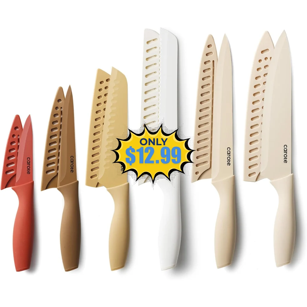CAROTE 12 Pieces Kitchen Knife Set Deal: Save 41% on Amazon