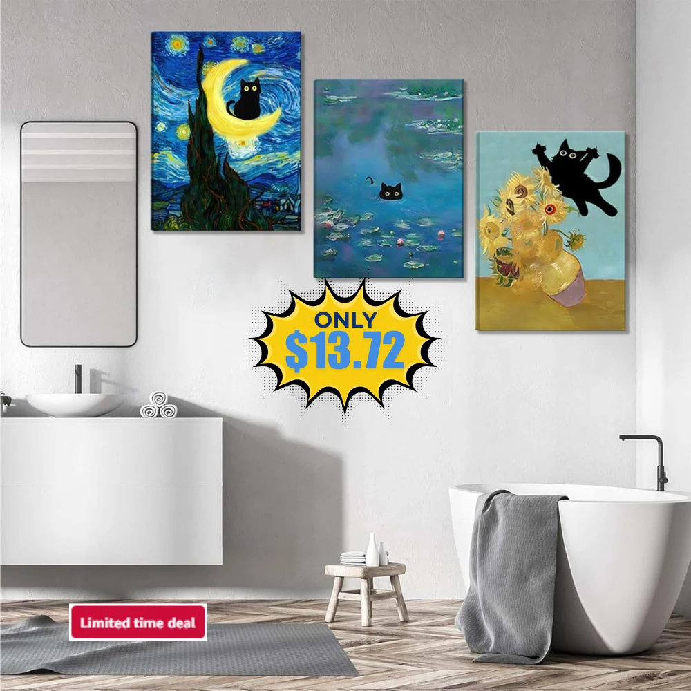 Funny Black Cat Wall Art Deal: Save 50% at Amazon