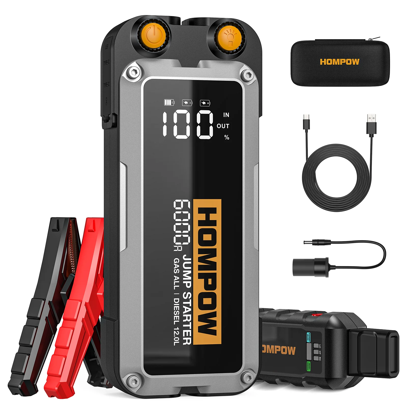 HOMSHADE 6000A Portable Car Jump Starter Only $30 at Walmart