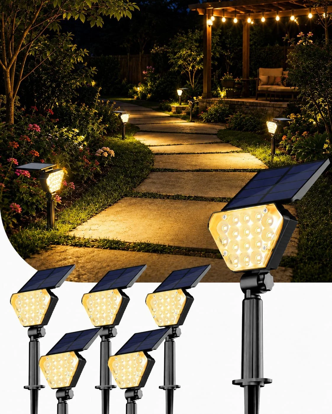 6-Pack T-SUN Outdoor Waterproof IP65 Solar Lights at Amazon