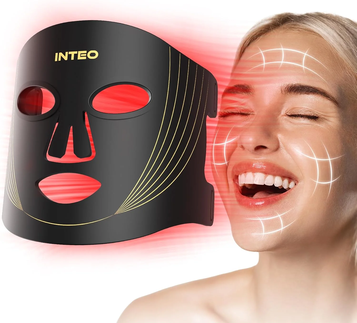 DZAVOK 336 LED Red Light Therapy Mask on Amazon showing LED light panels
