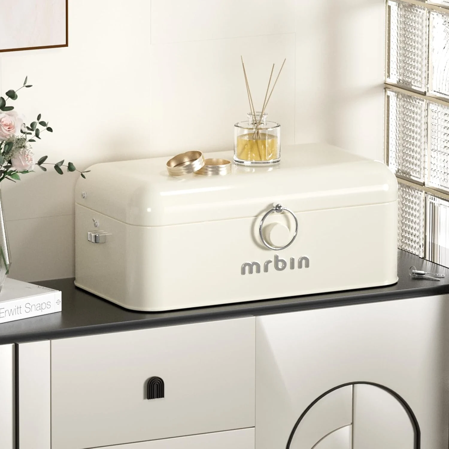 MRBIN Metal 2-Tier Medicine Container in cream white, sold on Amazon